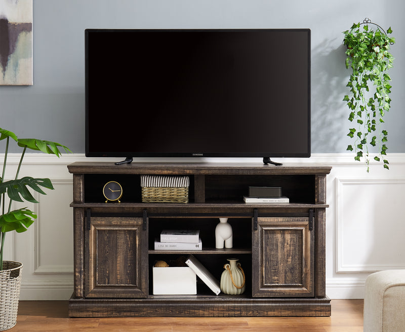 Mid-Century Style TV Table, Media Console Cabinet with Storage, Vintage Brown