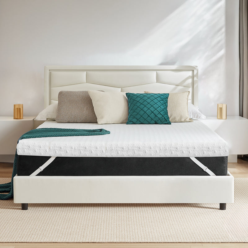 3 Inch Memory Foam Mattress Topper, Dual-Layer Design Mattress Topper with Removable and Washable Cover