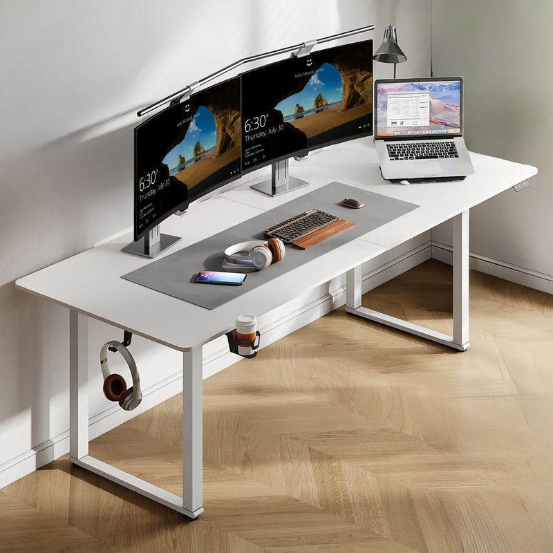 Standing Desk, Adjustable Standing Desk with 4 Legs, Rectangular Desk with 2 Dual Motors and Memory Controller,  63 x 29.5 Inch