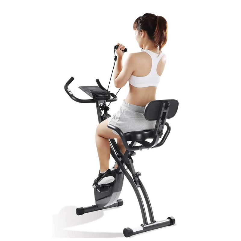 Indoor Exercise Bike, Folding Magnetic Upright Stationary Bike with Pulse Sensor LCD Display