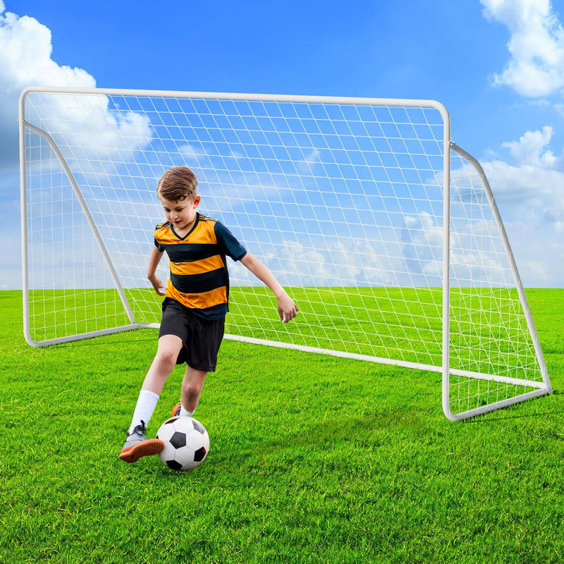 12x6 FT Backyard Portable Soccer Goal with Heavy Duty Steel Frame, Net and Ground Stakes for Home, School and Soccer Field Training Equipment