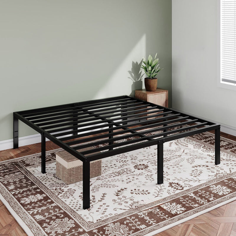 Heavy Duty Metal Platform Bed Frame with Extra Large Underbed Storage, No Springs Required