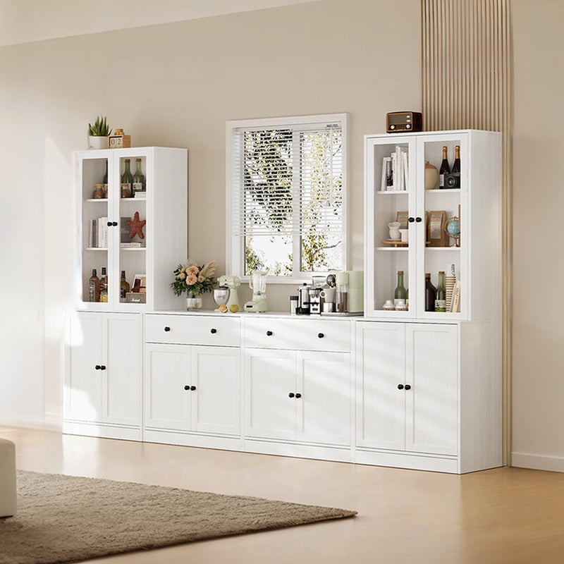 Combination Kitchen Pantry with Bookshelves 4-piece Set (2B+2C)