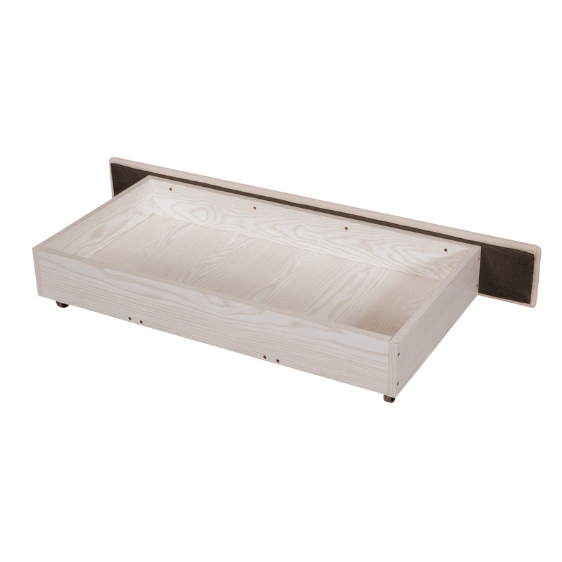 Full Size Velvet Storage Bed Upholstered Platform with a Big Drawer, Beige