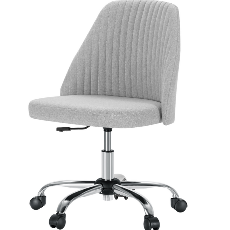 Adjustable Swivel Desk Chair with Wheels, Modern Fabric Armless Chair