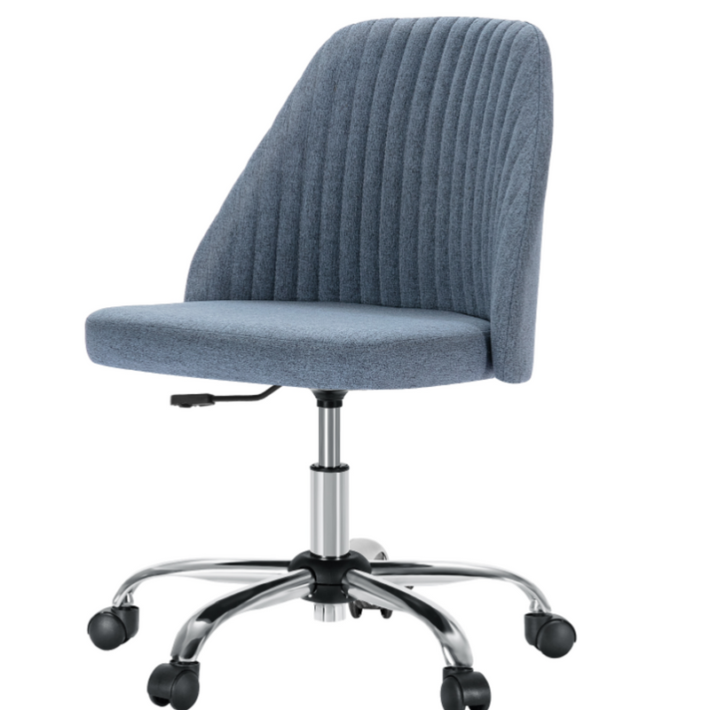 Adjustable Swivel Desk Chair with Wheels, Modern Fabric Armless Chair