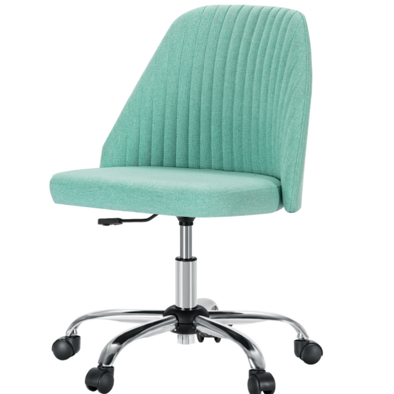 Adjustable Swivel Desk Chair with Wheels, Modern Fabric Armless Chair