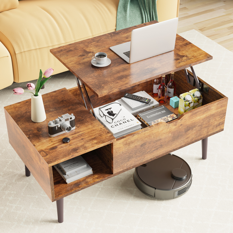 Coffee Table with Lift Tabletop, Living Room Table with Storage Space, Wooden Furniture