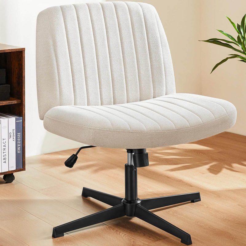 Cross-Leg Office Chair, Swivel Computer Chair, Wheelless and Armless Home Chair