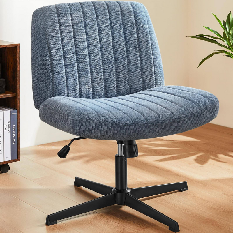 Cross-Leg Office Chair, Swivel Computer Chair, Wheelless and Armless Home Chair