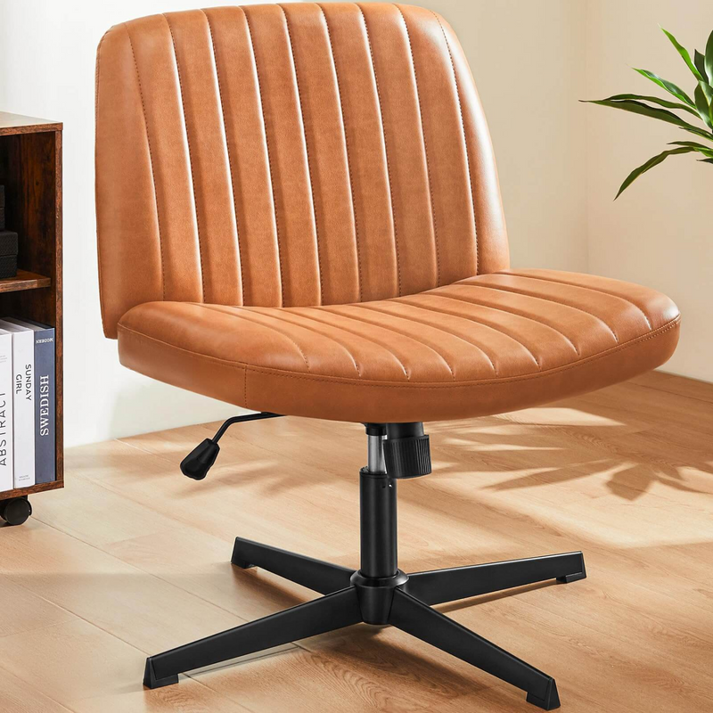 Cross-Leg Office Chair, Swivel Computer Chair, Wheelless and Armless Home Chair