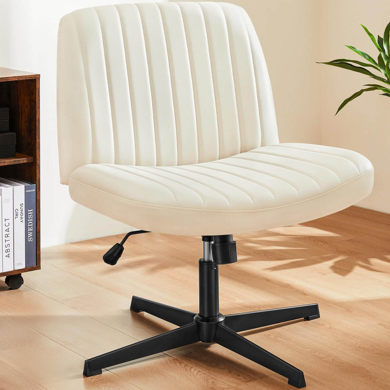 Cross-Leg Office Chair, Swivel Computer Chair, Wheelless and Armless Home Chair