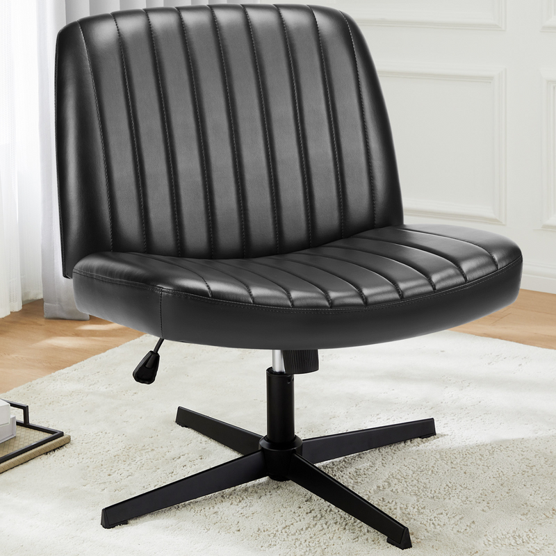 Cross-Leg Office Chair, Swivel Computer Chair, Wheelless and Armless Home Chair