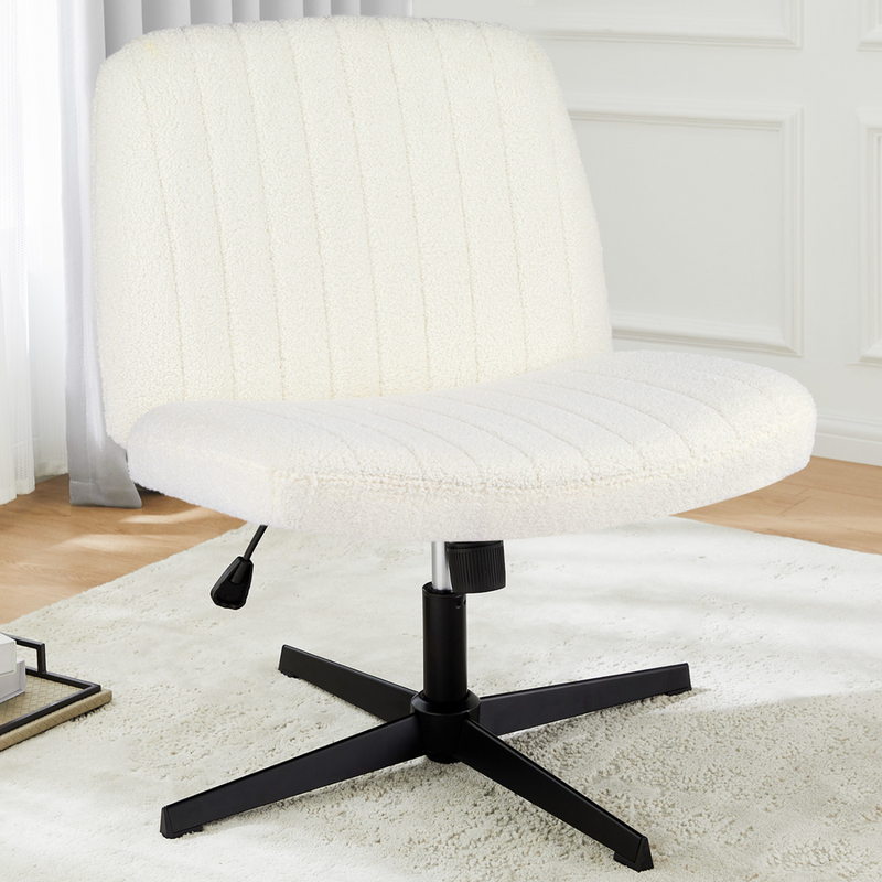 Cross-Leg Office Chair, Swivel Computer Chair, Wheelless and Armless Home Chair