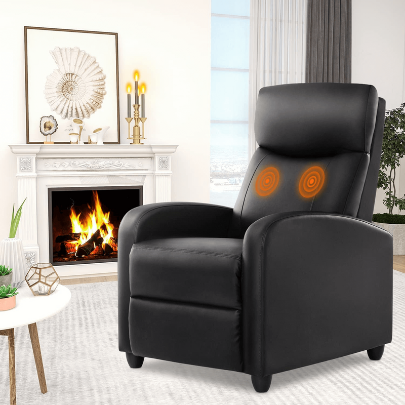 Massage Recliner with Heating, Pu Leather Single Sofa, Living Room Lounge Chair