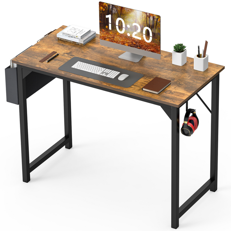 Gaming Computer Desk with Storage Bag, 30-63 Inch Writing Desk for Students and Adults