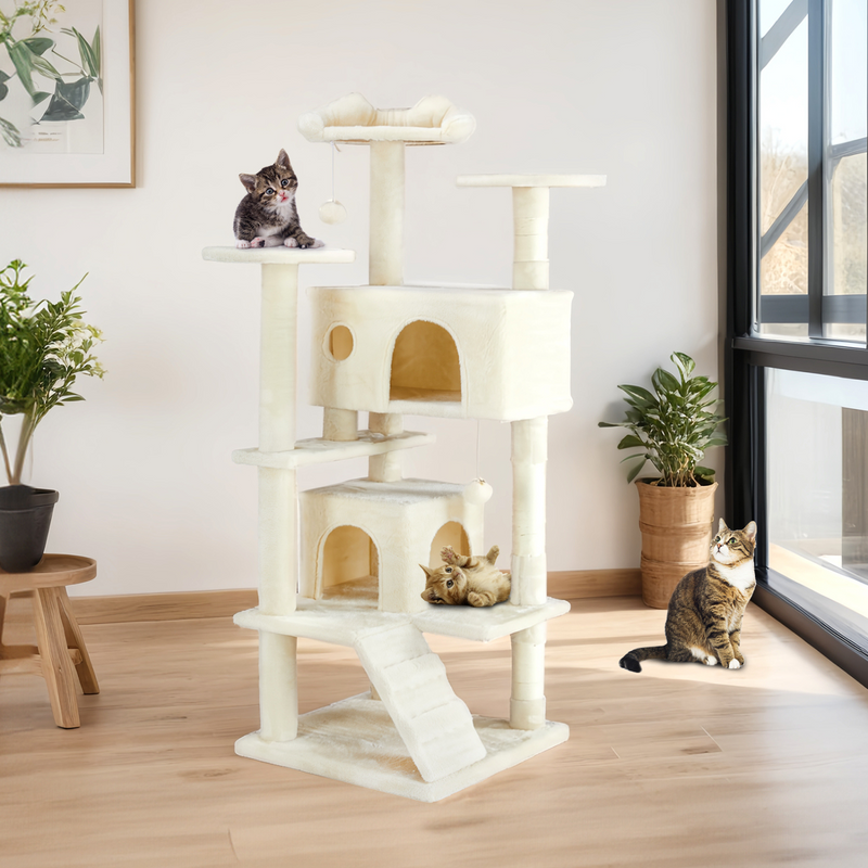 Multifunctional Cat Tree House, Cat Climbing Frame, Cat Entertainment Area, Detachable Pet Lounge