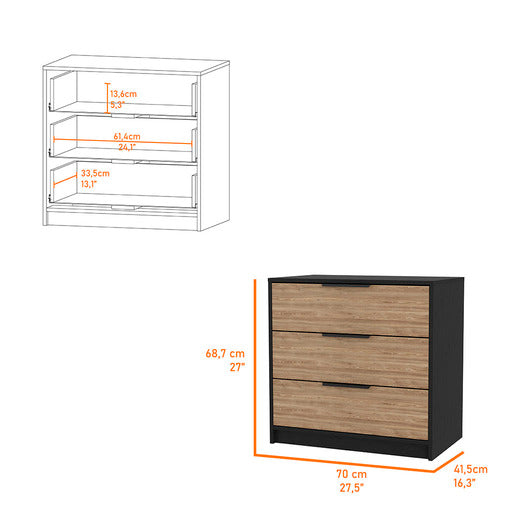 Storage Dresser Table Multifunctional Chest with 3 drawers suitable for bedroom, living room