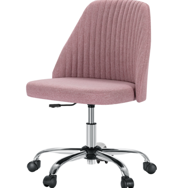 Adjustable Swivel Desk Chair with Wheels, Modern Fabric Armless Chair