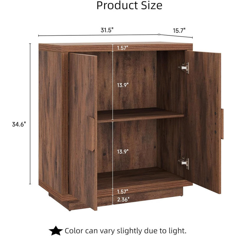 32 Inch Sideboard Cabinet with Storage, Buffet Cabinet with 2 Doors Adjustable Shelf, Wooden TV Stand