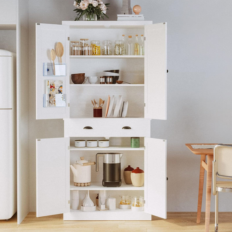 Kitchen Pantry Storage Cabinet with Drawers, Cupboards with Doors and Shelves