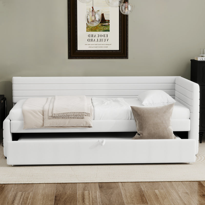 Twin Size Upholstered Daybed with Trundle, Upholstered Daybed with Headboard