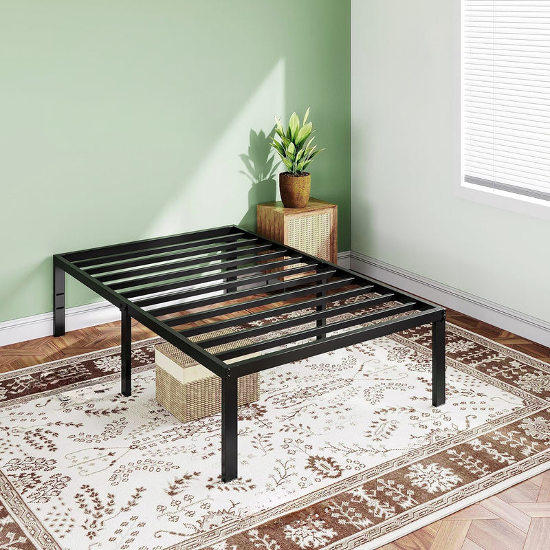 Twin Size Heavy Duty Metal Platform Bed Frame with Extra Large Underbed Storage, No Springs Required