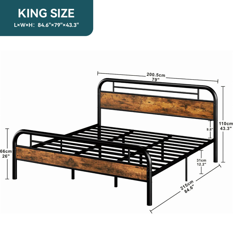 Bed Frame, Platform Bed Frame with Headboard and Strong Support