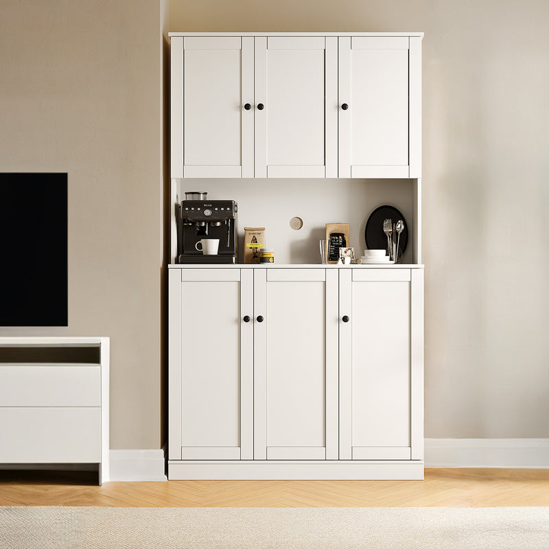 71" Kitchen Storage Cabinets with 6 Doors and Adjustable Shelves, Tall Pantry Cabinets for Kitchen, Dining Room, White