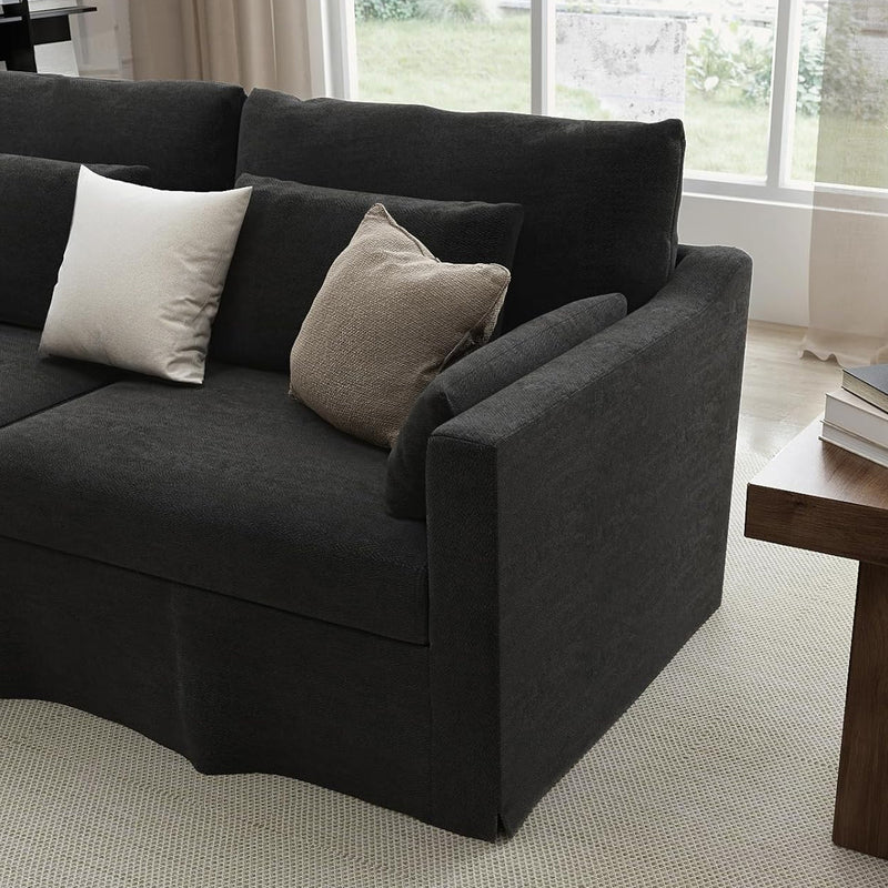 84-inch Sofa, 3 Seater Sofa Linen with Extra Deep Seat, Removable & Washable  Sofa Cover, and 2 Pillows