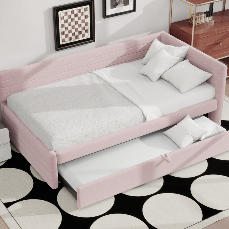 Twin Size Upholstered Daybed with Trundle, Upholstered Daybed with Headboard