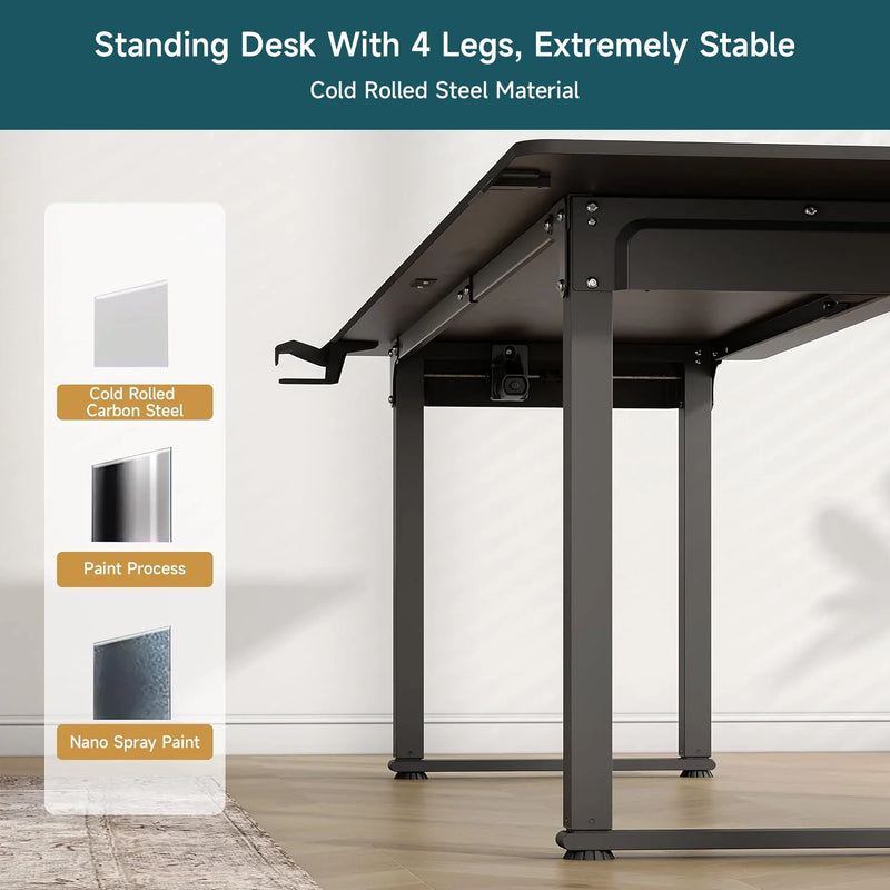 Standing Desk adjustable height 55x27.5 inch Sit-To-Stand table with 2 Dual Motors and Memory Controller, Adjustable Height 28-46 inches