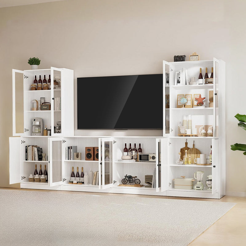 Combination TV Stand with Bookshelves 4-piece Set for TVs up to 75 inches (2B+2D)