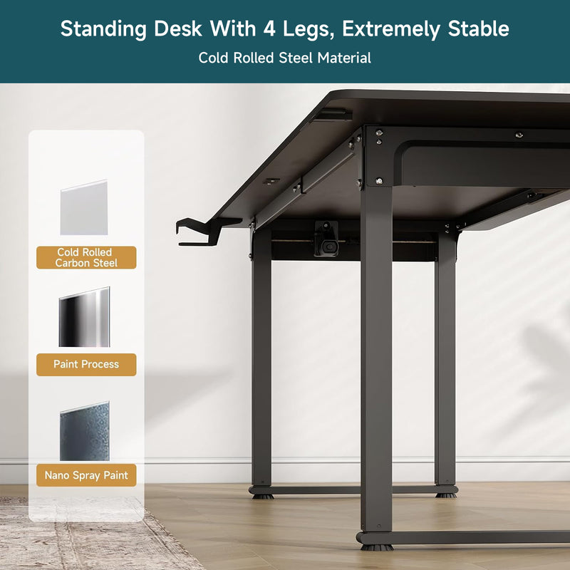 Standing Desk adjustable height 71x31.5 inch Sit-To-Stand table with 2 Dual Motors and Memory Controller, Adjustable Height 28-46 inches