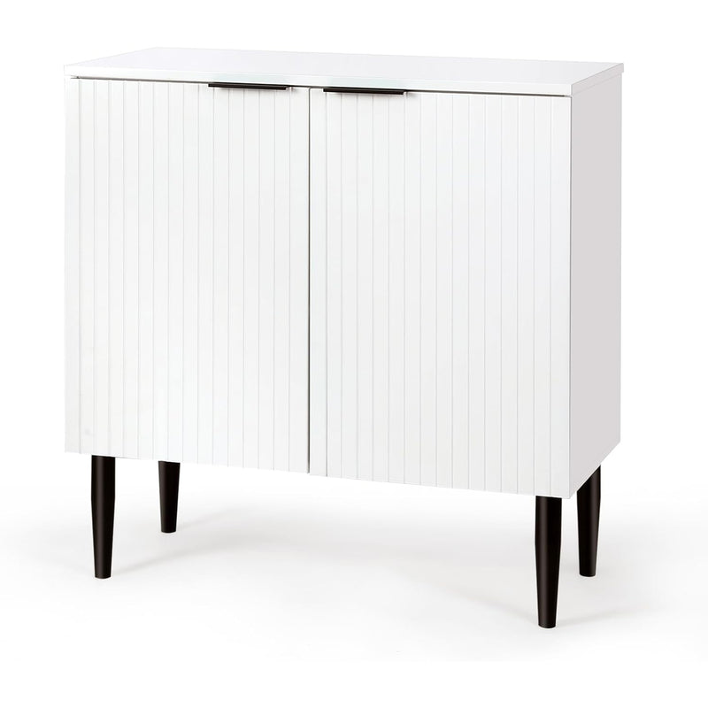 White Modern Sideboard, Home Storage Cabinet, Floor Standing Bathroom Cabinet with Doors and Adjustable Shelves