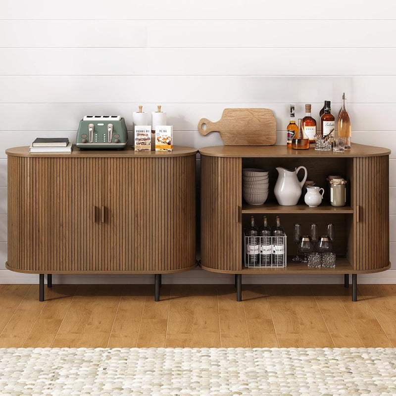 Sideboard Buffet Cabinet with Sliding Doors, 40 Inch Storage Cabinet with Adjustable Shelves