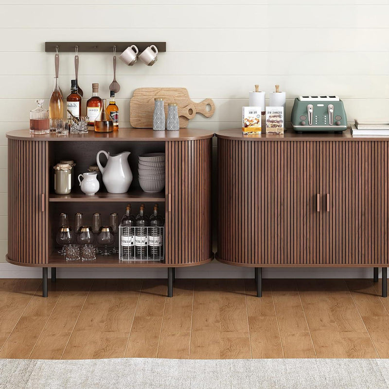 40 Inch Sideboard Buffet Cabinet with Sliding Door, Storage Cabinet with Adjustable Shelves, Coffee Bar Cabinet Console Table