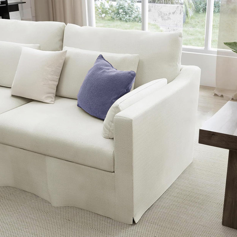 84-inch Sofa, 3 Seater Sofa Linen with Extra Deep Seat, Removable & Washable  Sofa Cover, and 2 Pillows