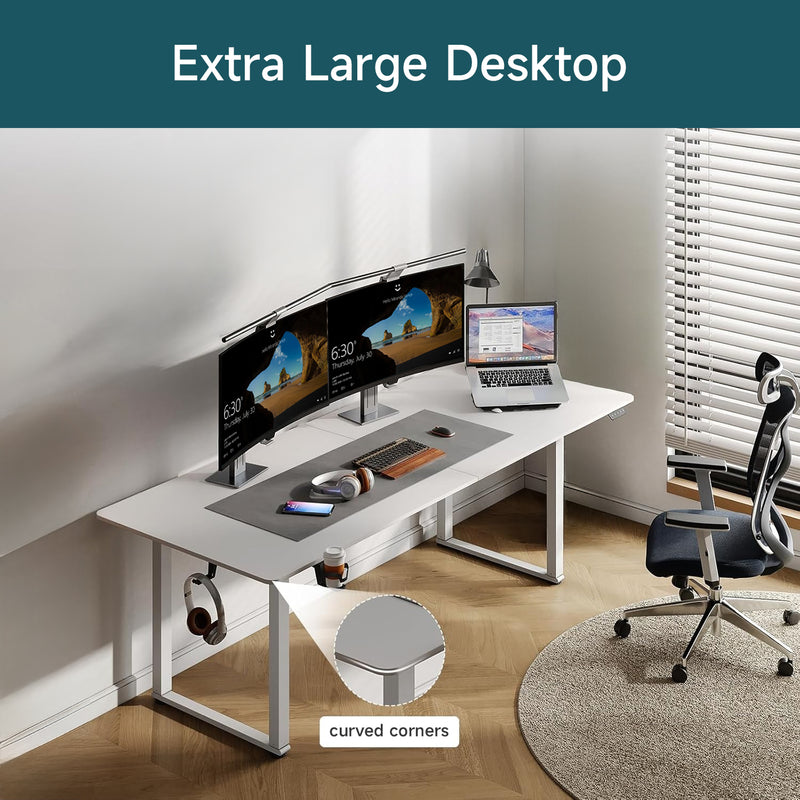 Standing Desk, Adjustable Standing Desk with 4 Legs, Rectangular Desk with 2 Dual Motors and Memory Controller,  63 x 29.5 Inch