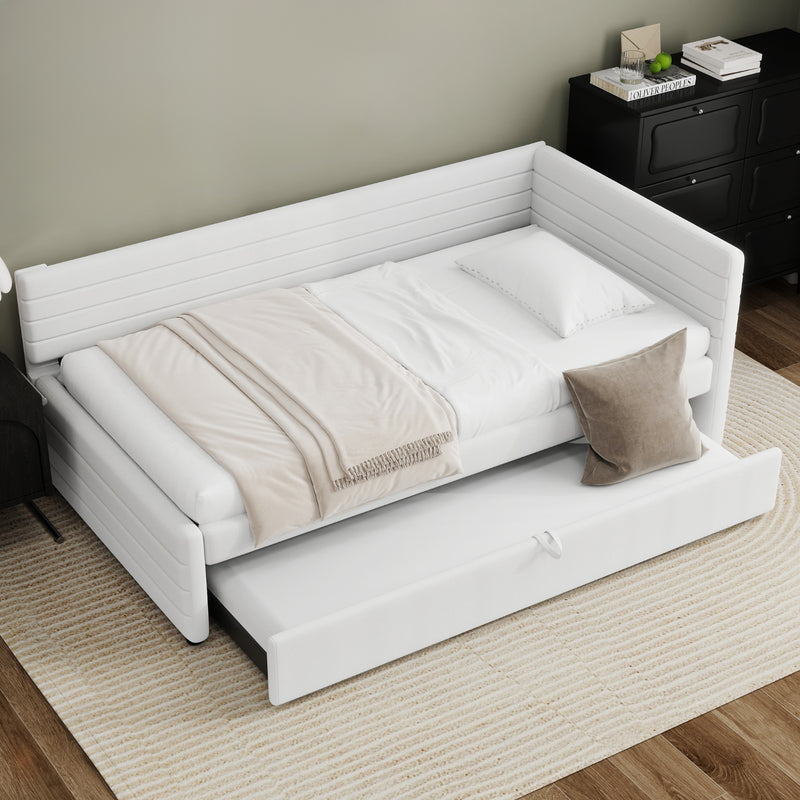 Twin Size Upholstered Daybed with Trundle, Upholstered Daybed with Headboard