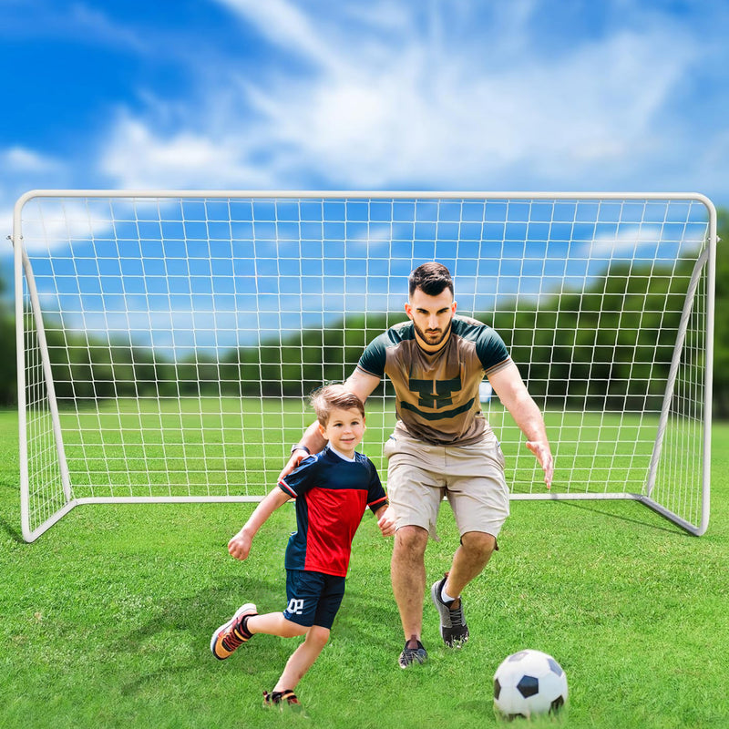 12x6 FT Backyard Portable Soccer Goal with Heavy Duty Steel Frame, Net and Ground Stakes for Home, School and Soccer Field Training Equipment