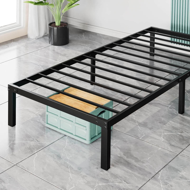 Metal Bed Frame Twin and Queen Size with Sturdy Steel Bar Support, No Box Spring Required