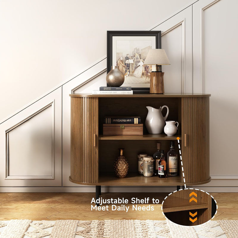 Sideboard Buffet Cabinet with Sliding Doors, 40 Inch Storage Cabinet with Adjustable Shelves