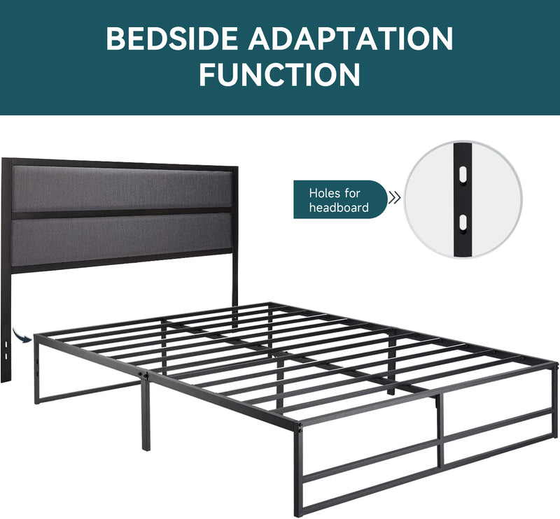 Metal Platform Bed Frame with 14 Inch Underbed Storage No Box Spring Required, Black