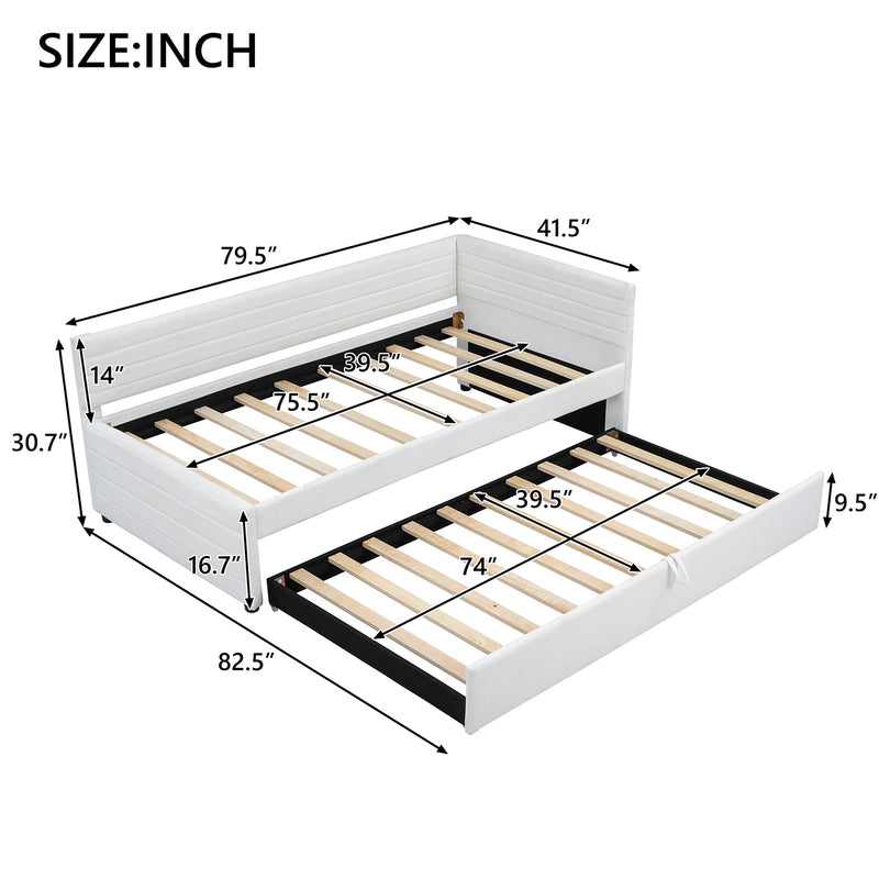 Twin Size Upholstered Daybed with Trundle, Upholstered Daybed with Headboard