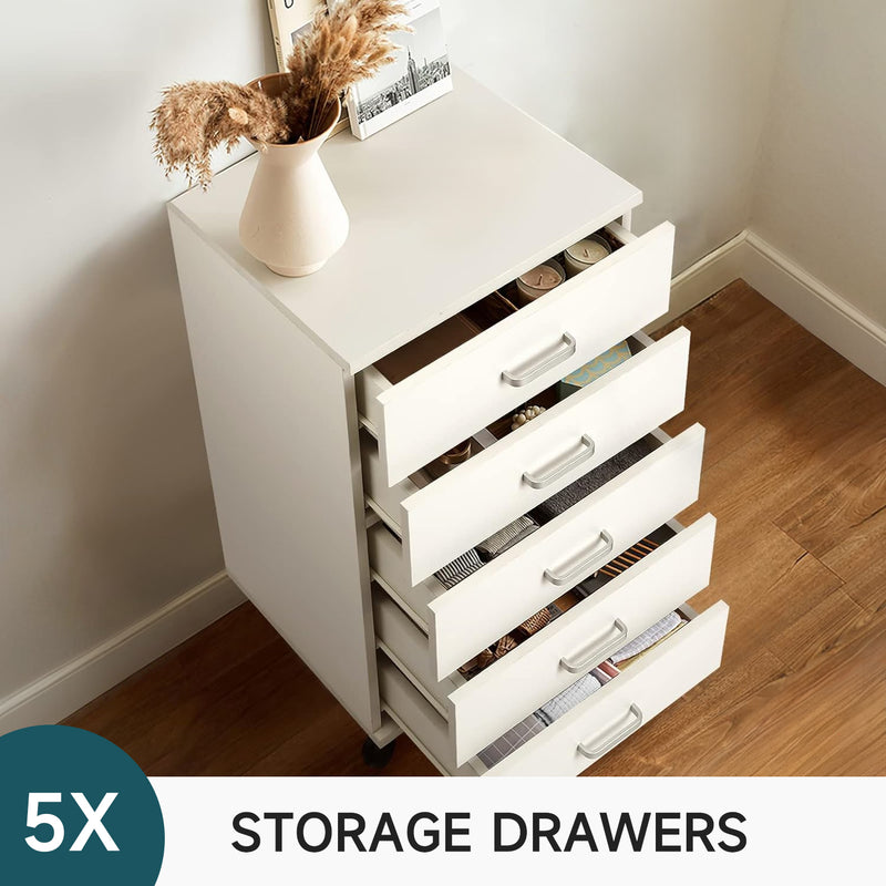 Storage Cabinet on Wheels, Dressing Table, Five Drawers