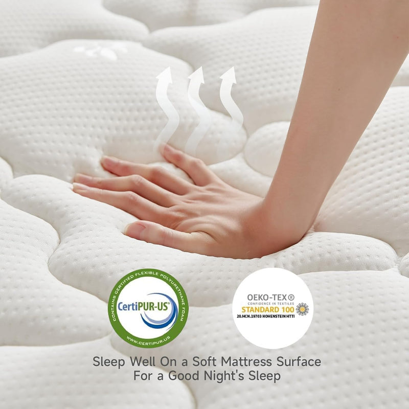 12 Inch Hybrid Mattress with Gel Memory Foam, Pocket Springs Mattress Medium Firm Soft with US Certified