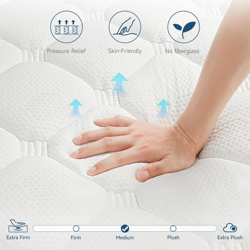 10 Inch Hybrid Mattress with Memory Foam, Medium Firm Mattresses CertiPUR-US Certified