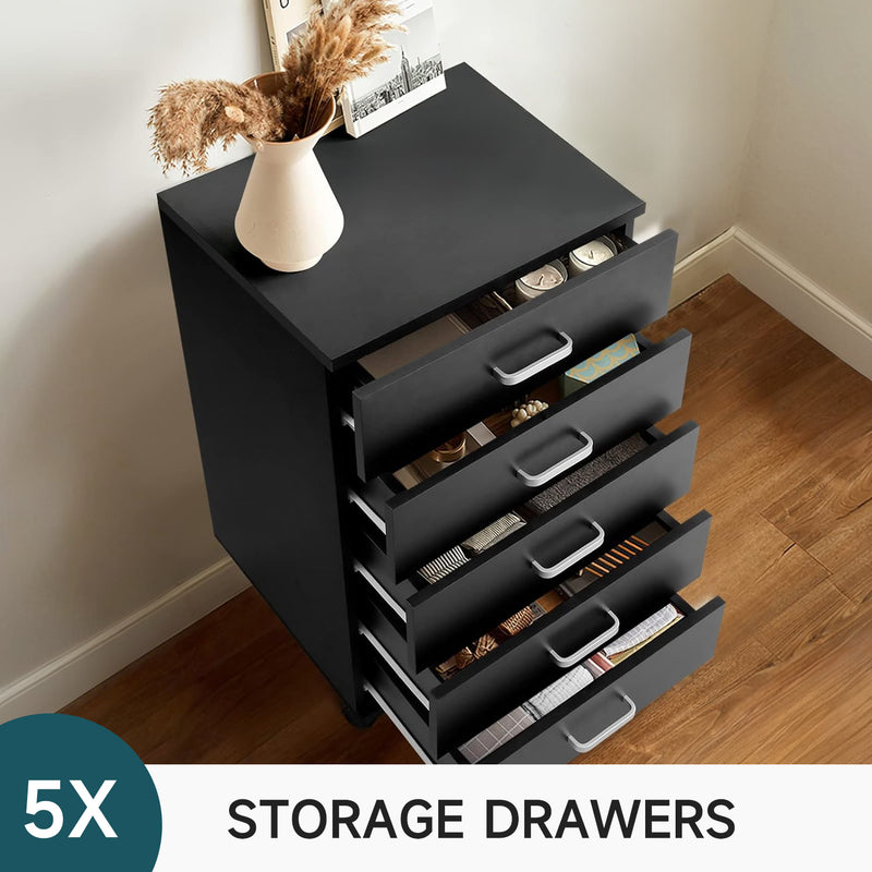 Storage Cabinet on Wheels, Dressing Table, Five Drawers