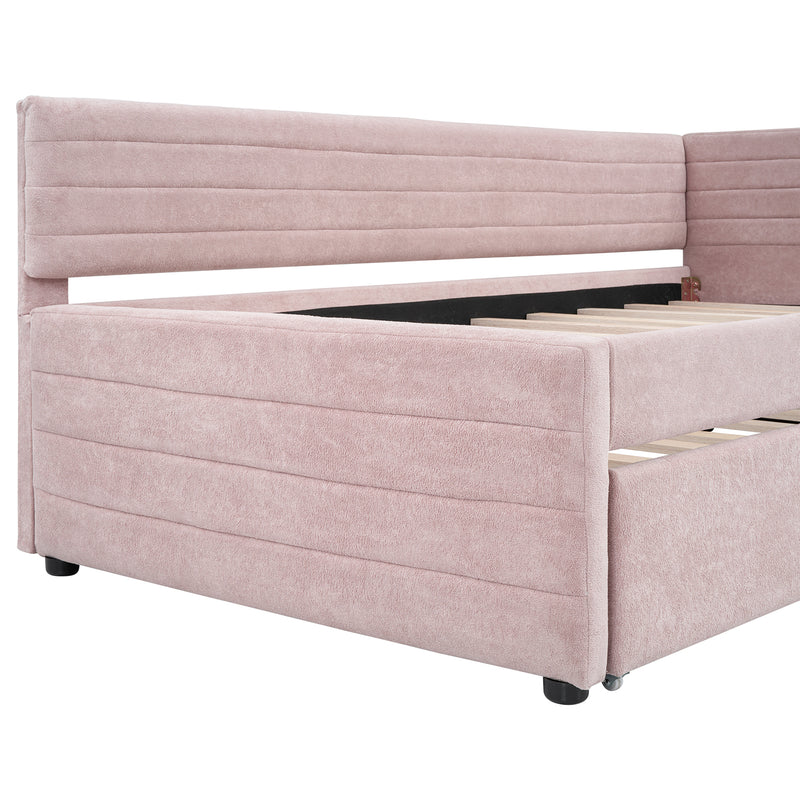 Twin Size Upholstered Daybed with Trundle, Upholstered Daybed with Headboard